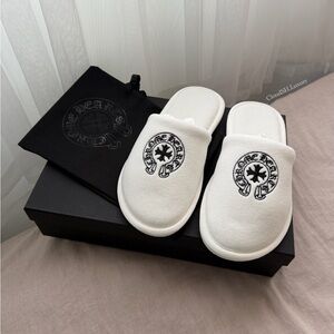 Auth BN Chrome Hearts Logo White Slippers - Size S (~ 24cm)